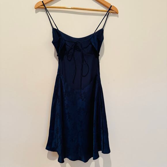 Princess Polly Clemence Navy Satin Open Back Womens Slipdress Mini Dress Size 0 - Picture 8 of 13